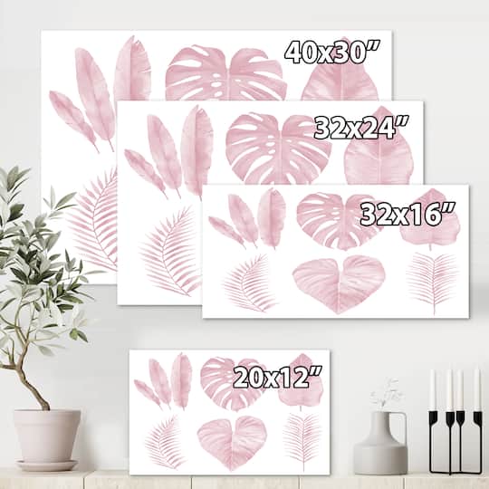 Designart - Tropical Pink Watercolour Leaves I